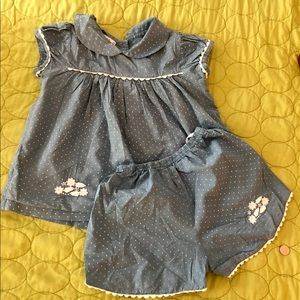 Blue Polka Dot Shortie Set